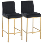 Diego 26'' Counter Stool, set of 2, in Black with Gold Legs black gold